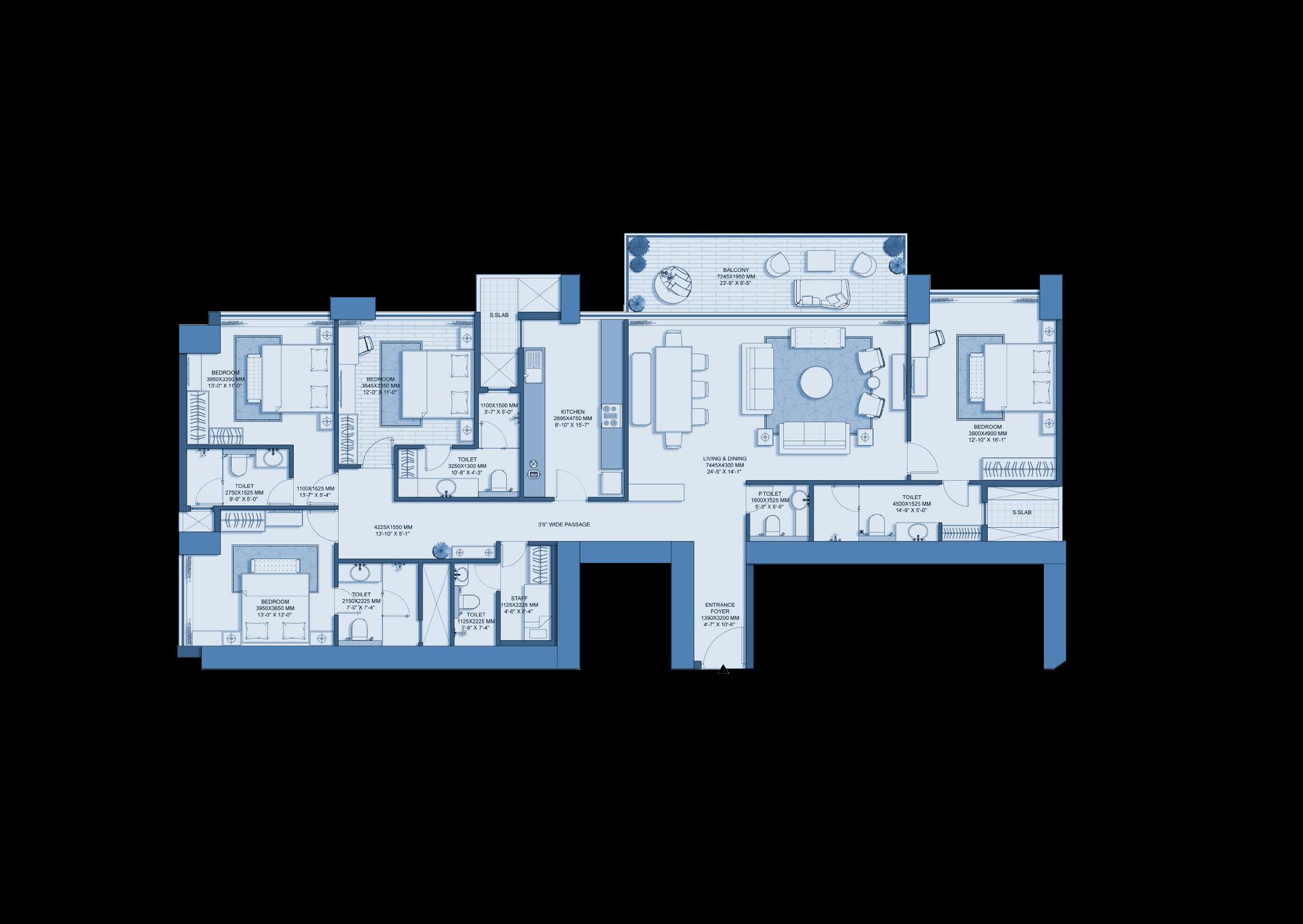 4BHK floor plan