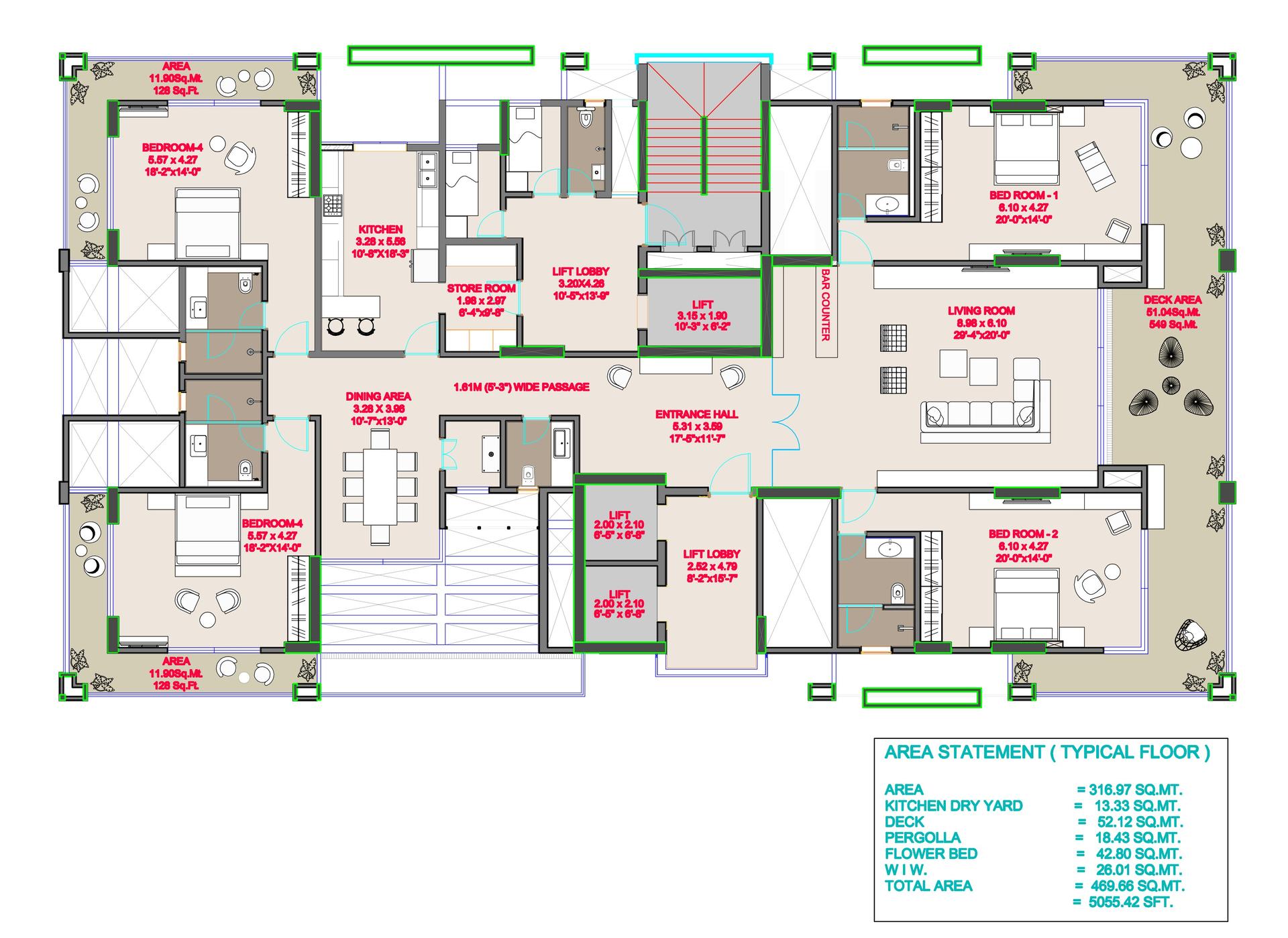 4BHK floor plan