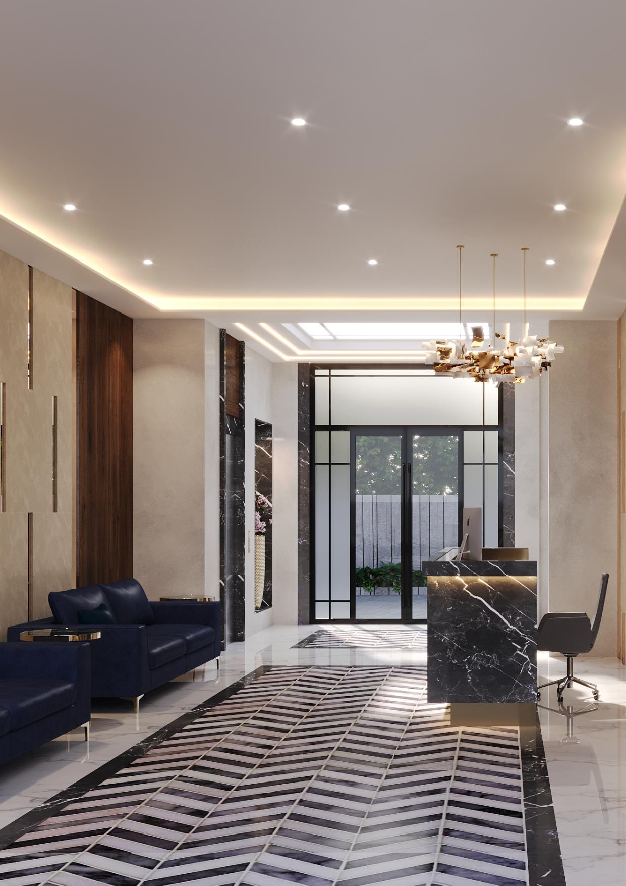 Grand entrance lobby at Platinum Grandeur, Andheri West
