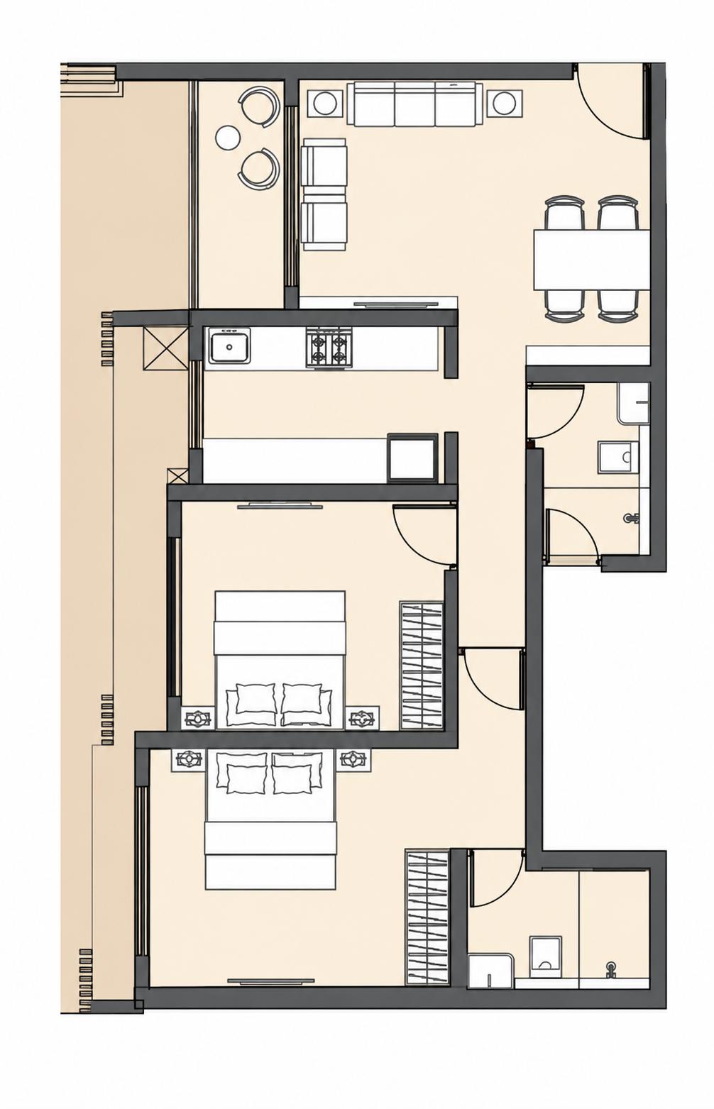 2BHK floor plan