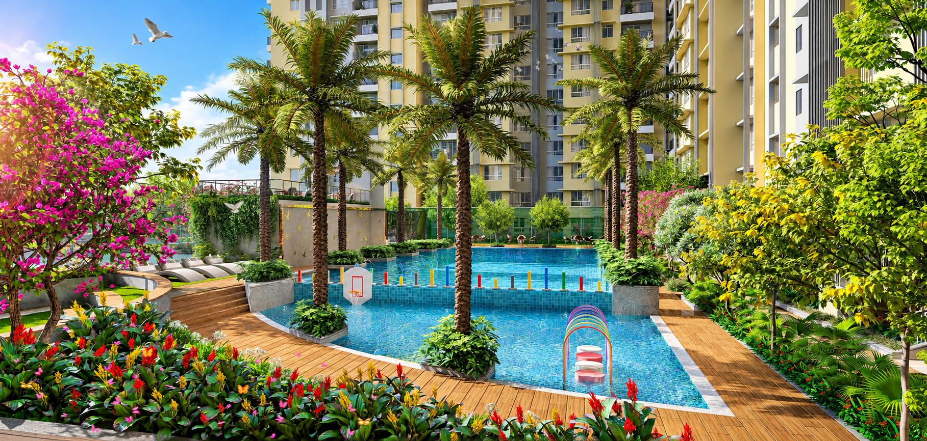 Swimming pool at Shapoorji Pallonji Heartland, Mulund West