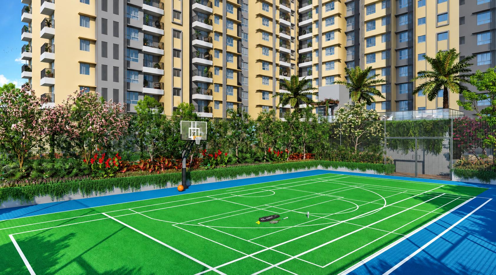 Basketball court at Shapoorji Pallonji Heartland, Mulund West