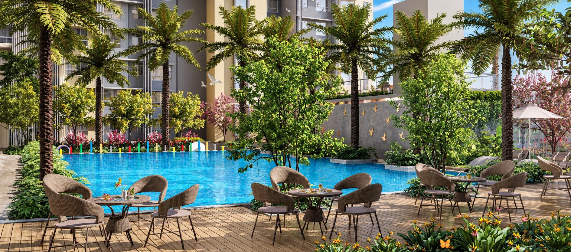 Swimming pool at Shapoorji Pallonji Heartland, Mulund West