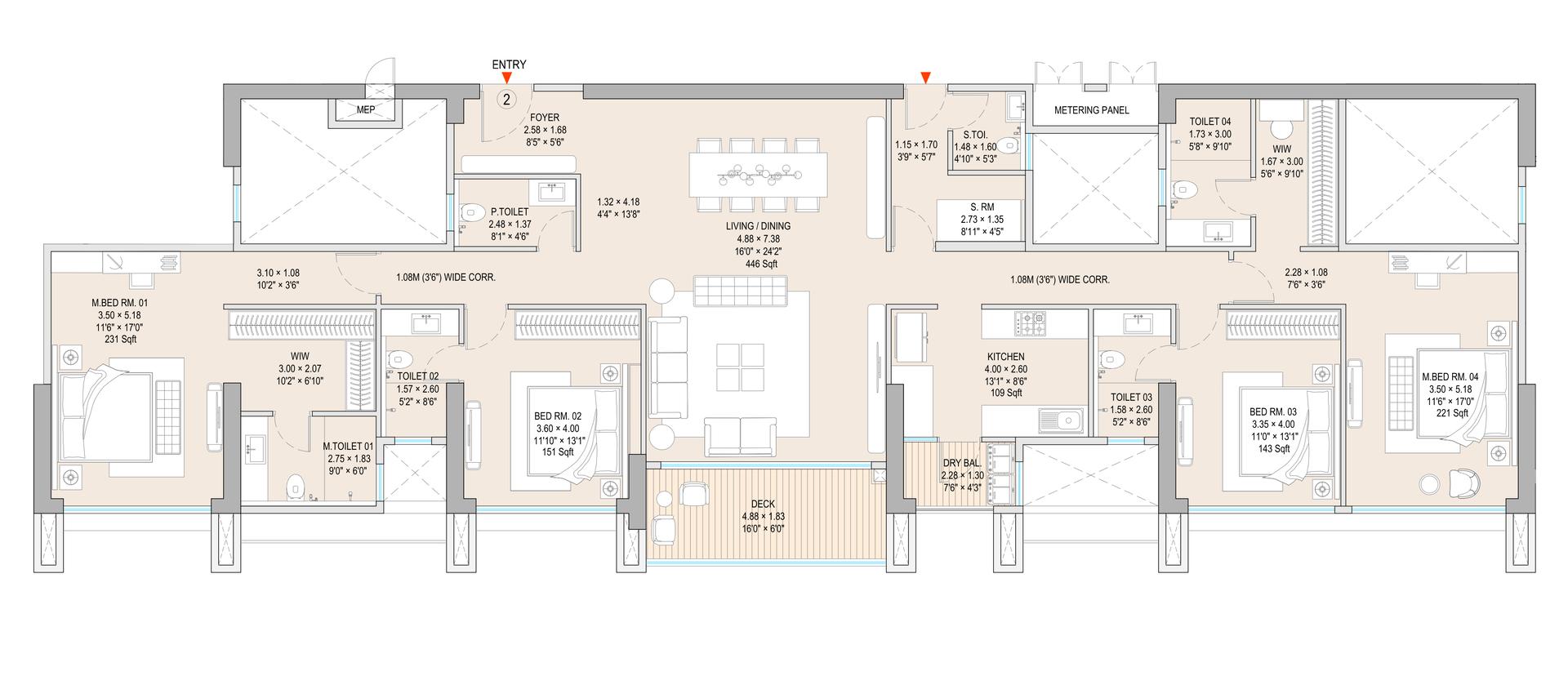 4 BHK Regal floor plan