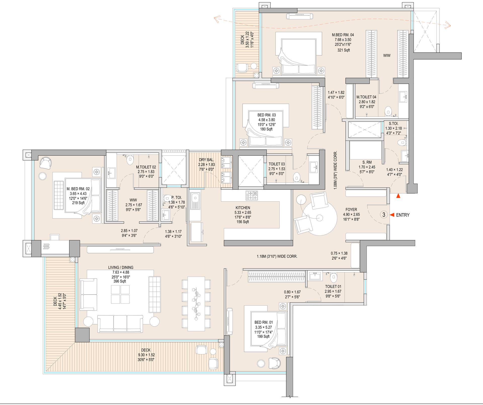 4 BHK Royal floor plan