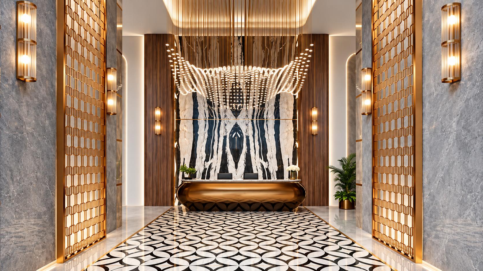 Grand entrance lobby at Promesa Fremont, Chinchpokli