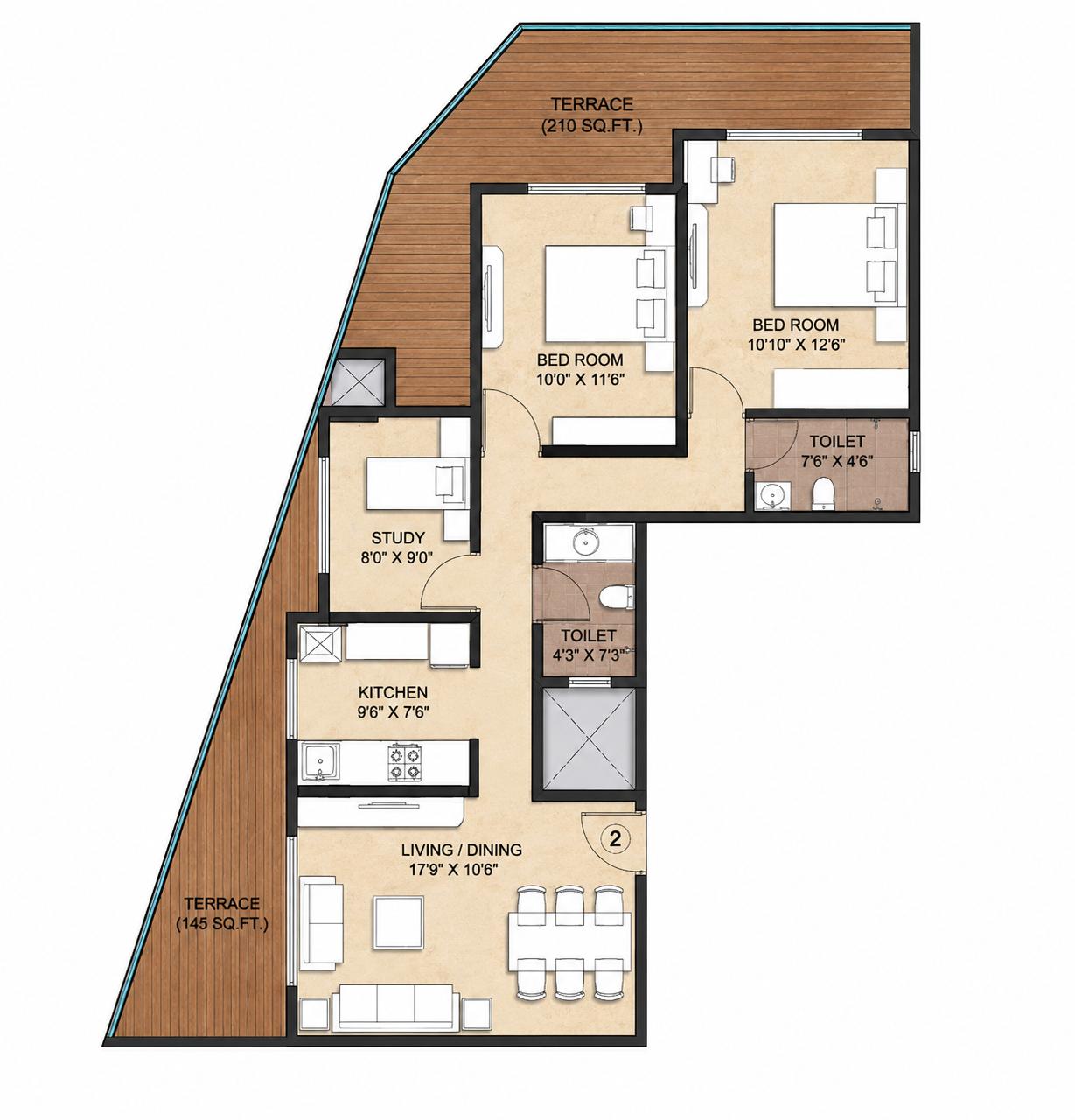 3BHK Luxury floor plan