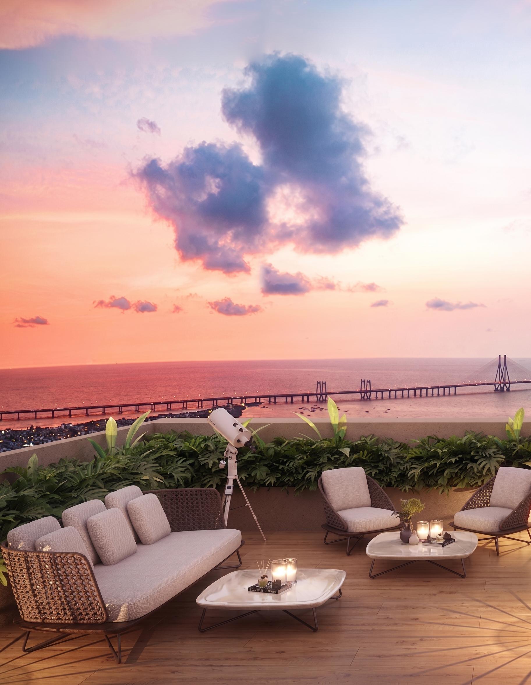 Rooftop terrace at Kalpataru Oceana, Prabhadevi
