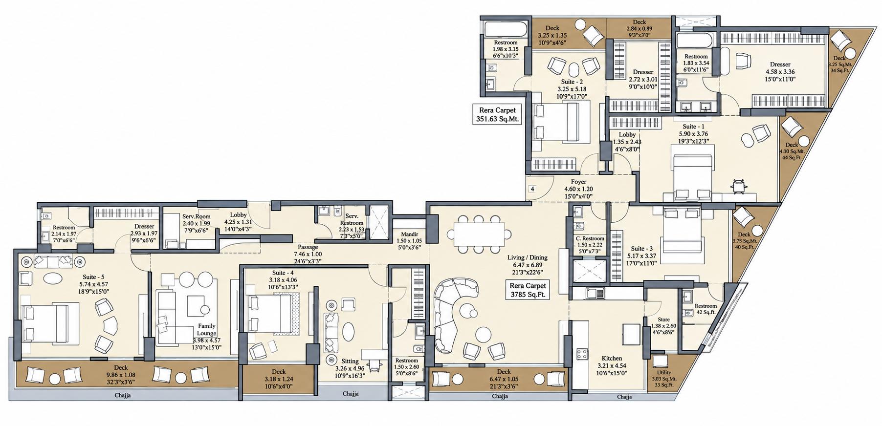 5BHK Premium floor plan