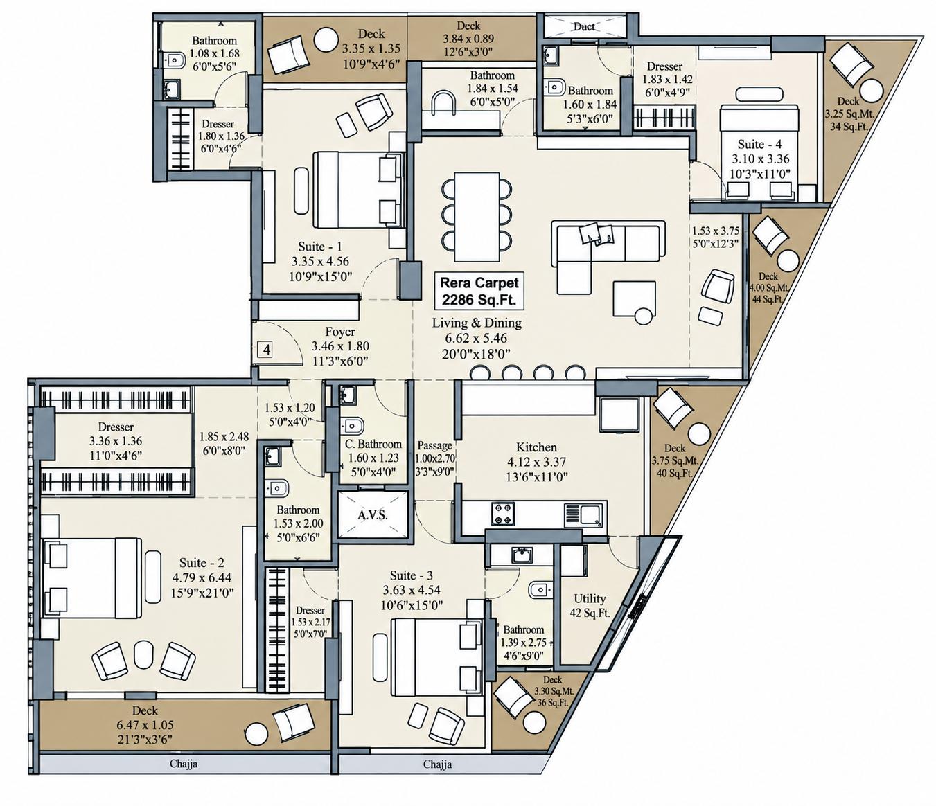 4BHK Elite floor plan