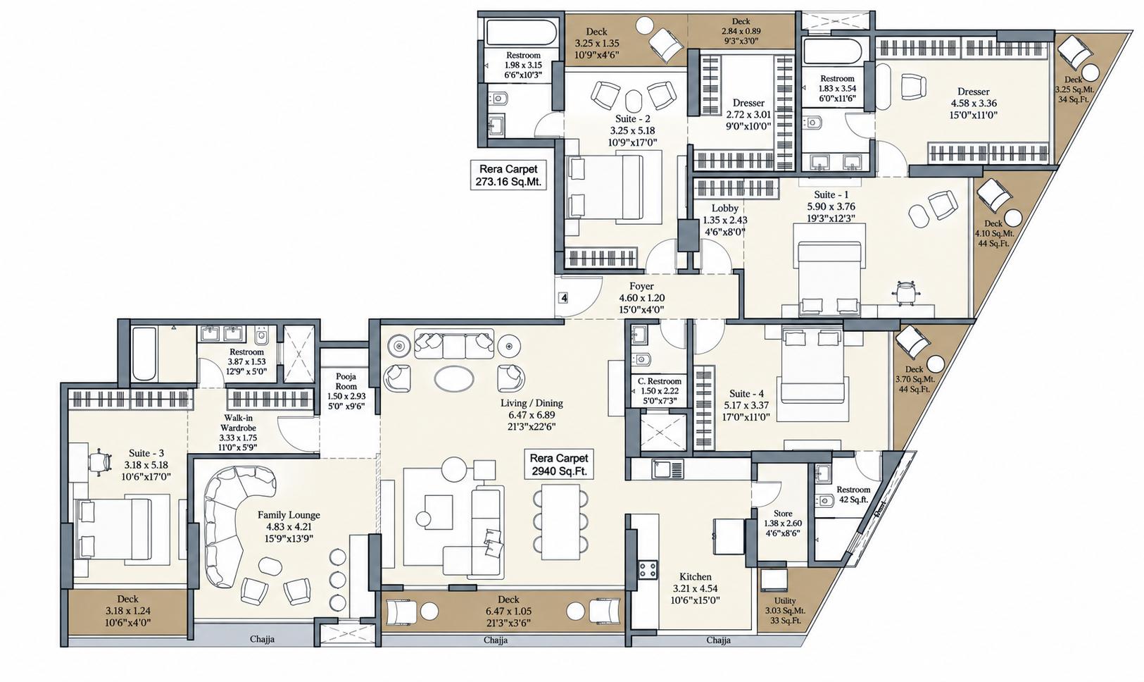 4BHK Luxury floor plan