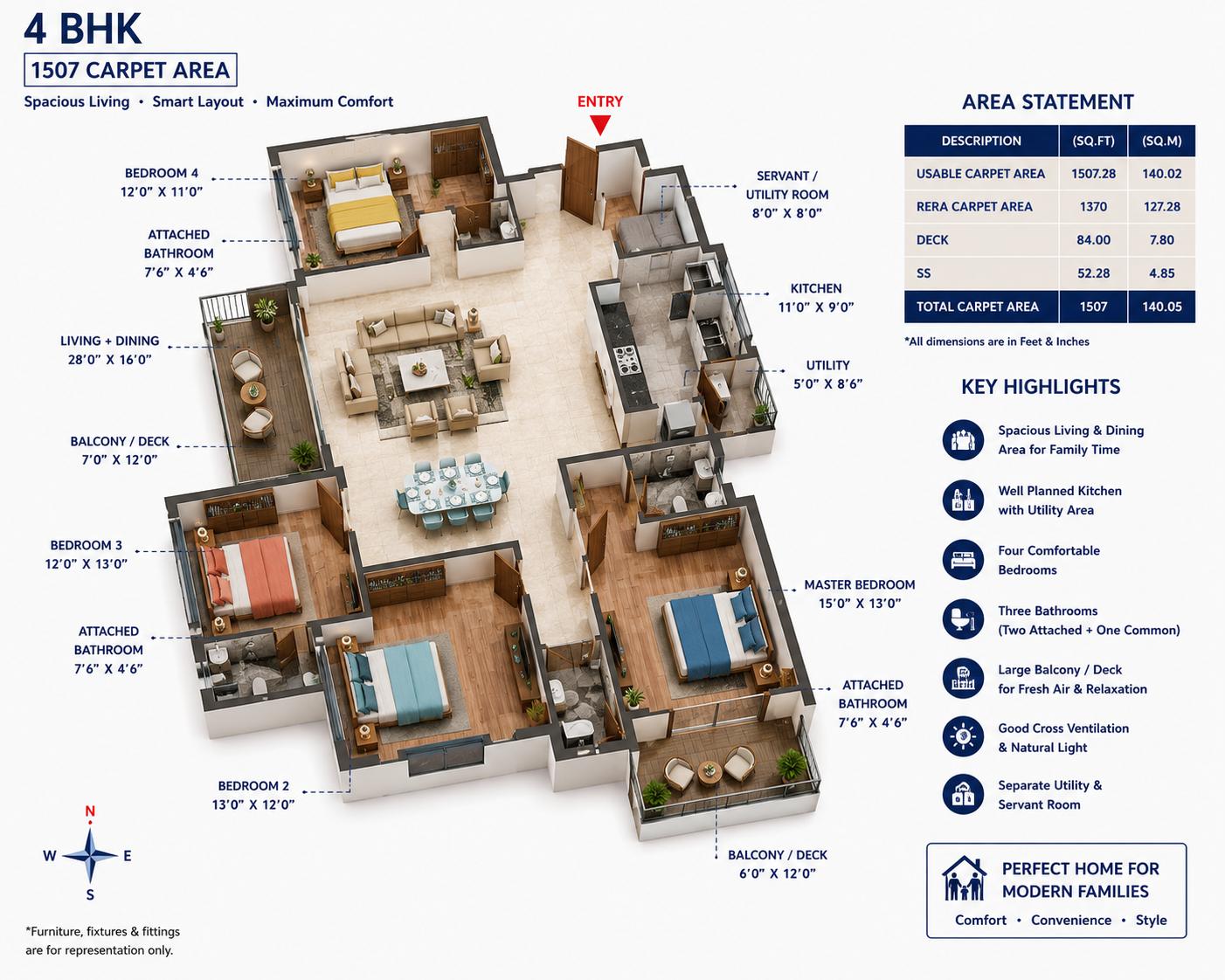 4BHK floor plan