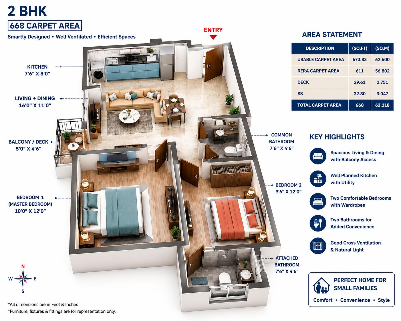 2BHK Ultra Luxury floor plan