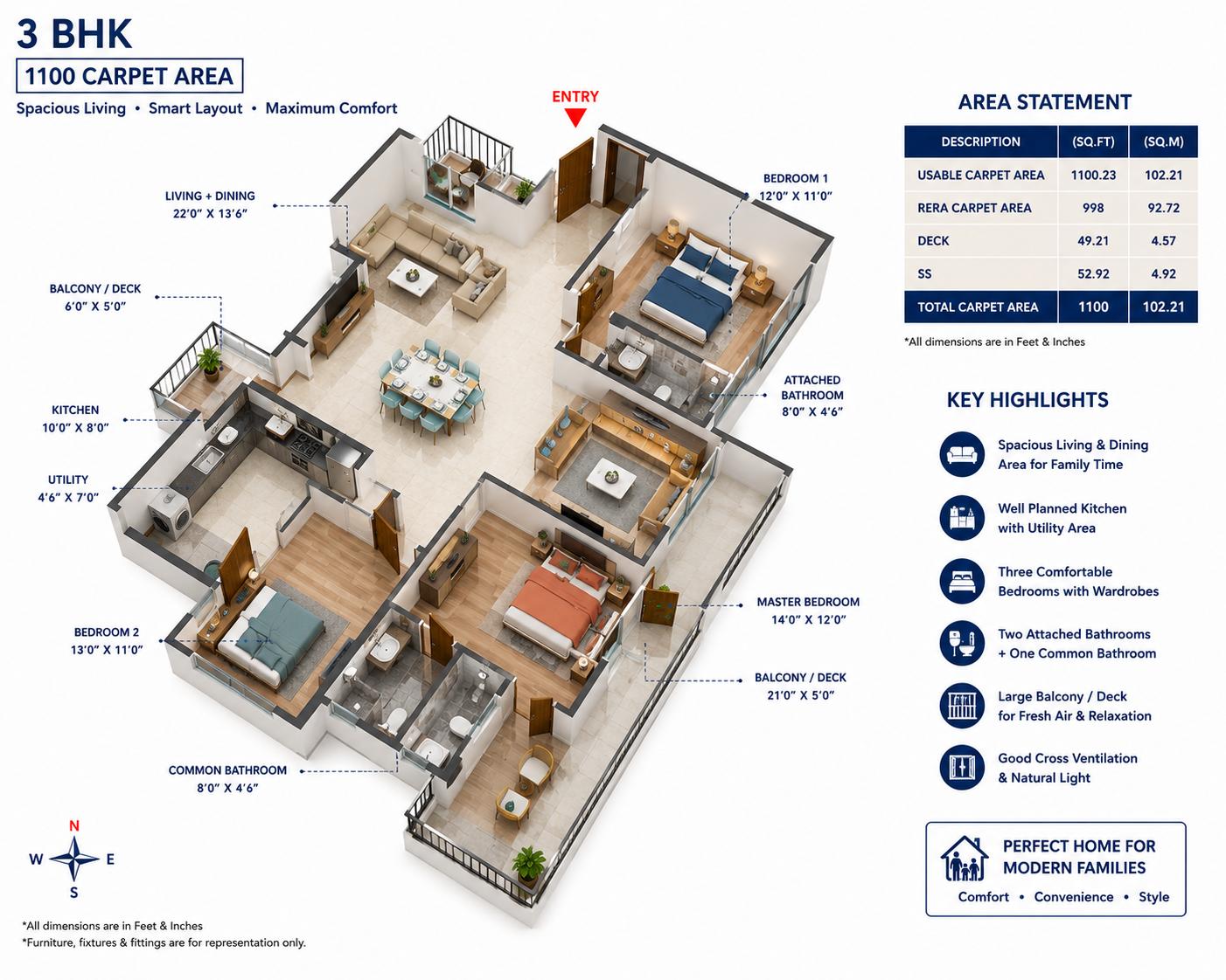 3BHK Elite floor plan