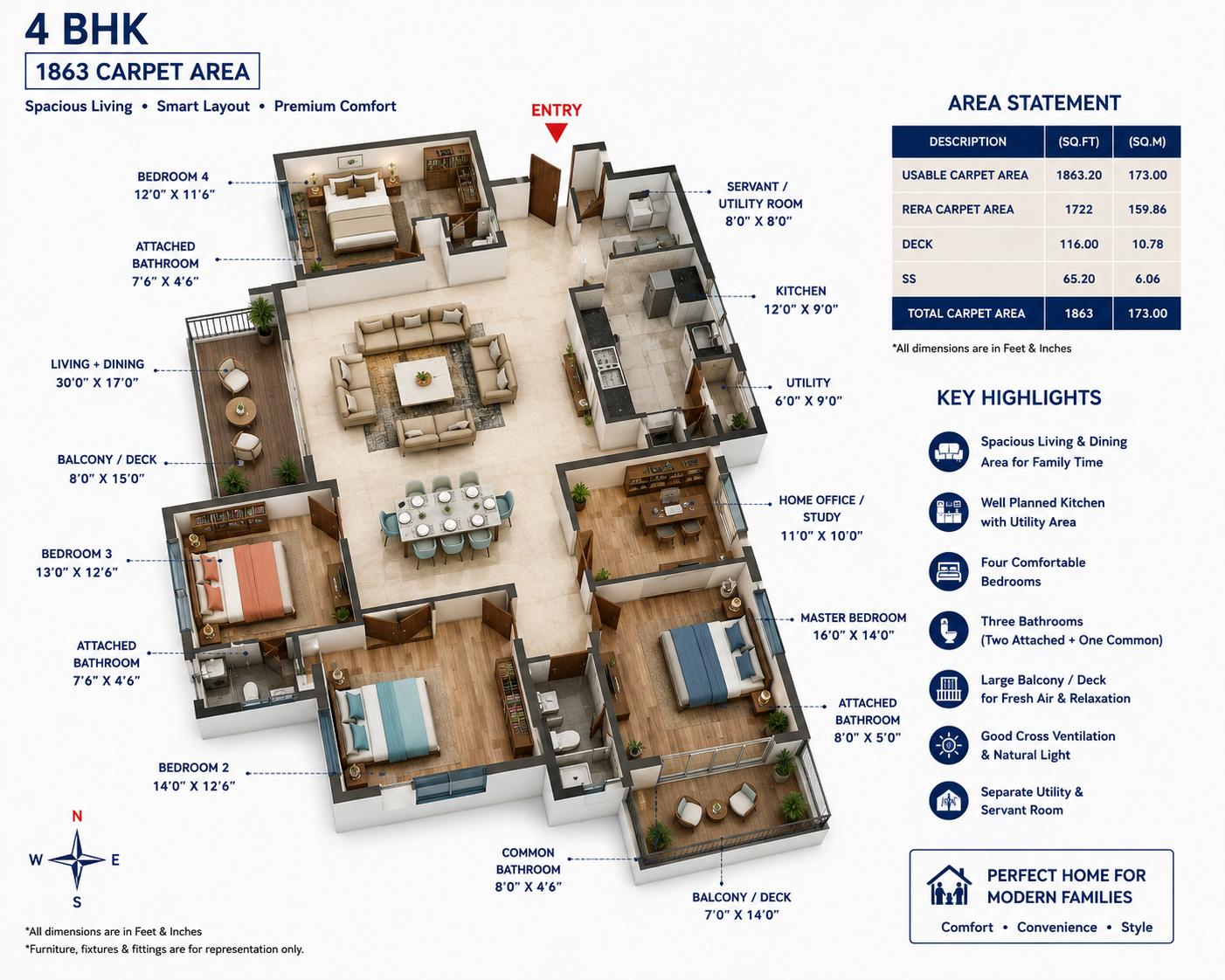 4BHK Luxury floor plan