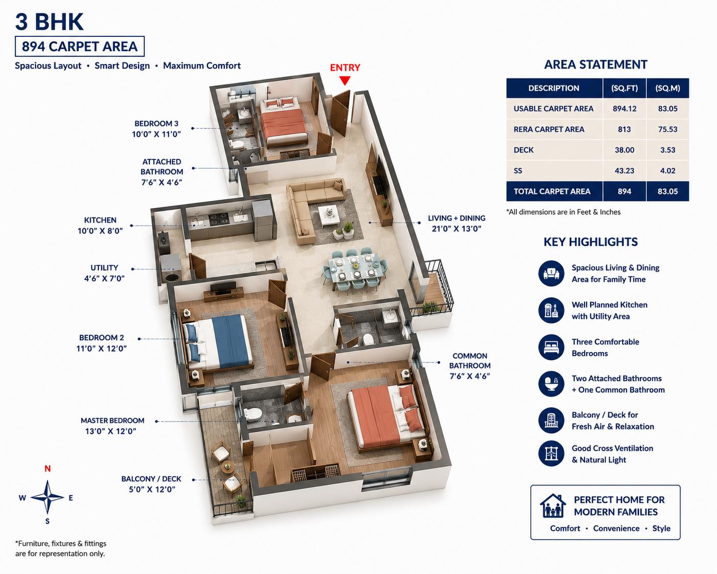3BHK Premium floor plan