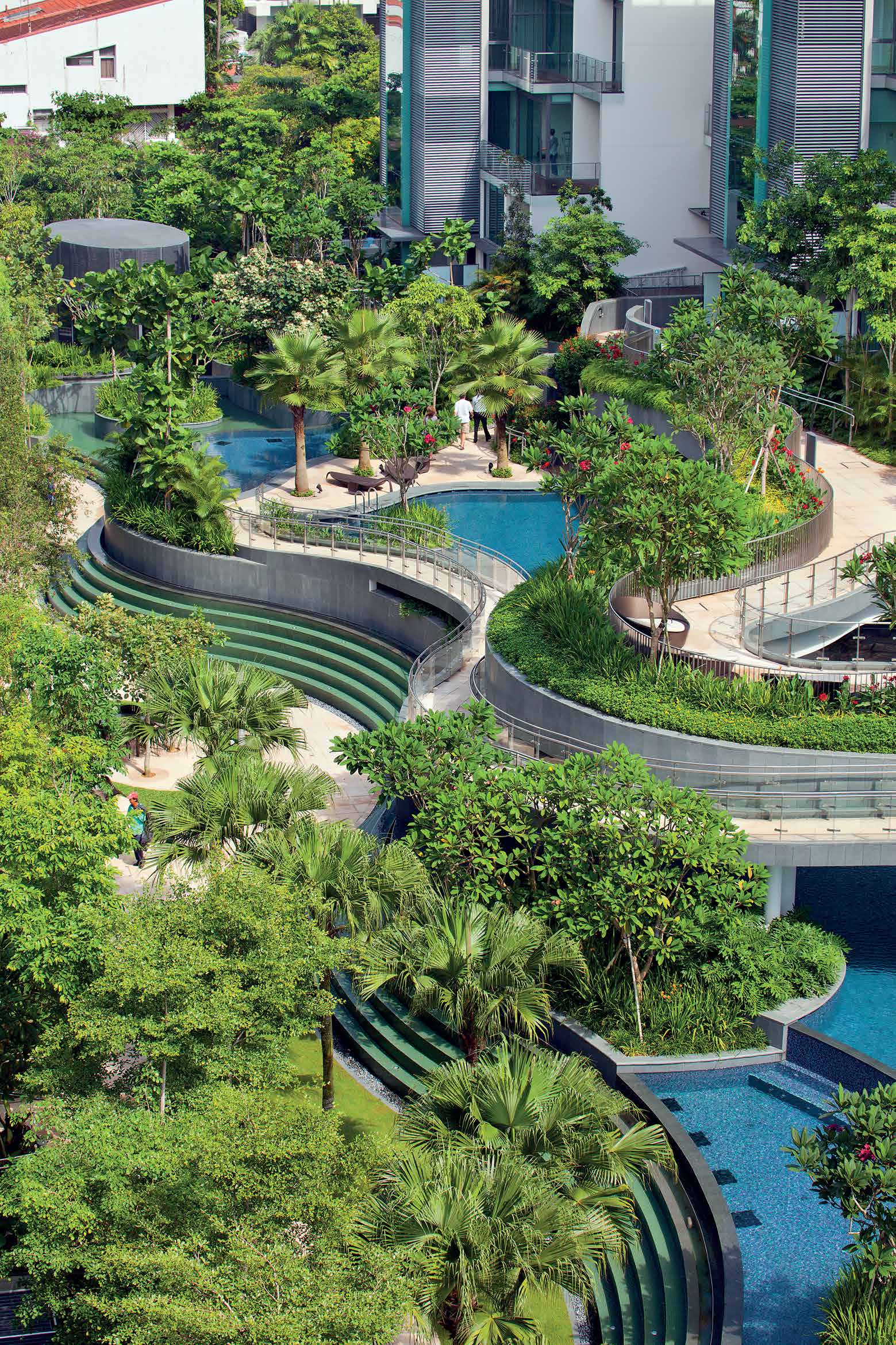 Landscaped gardens at Runwal Raaya, Lower Parel