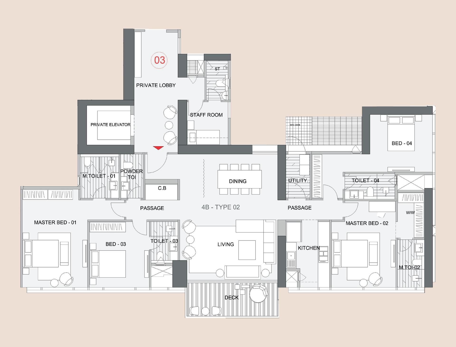 4BHK floor plan