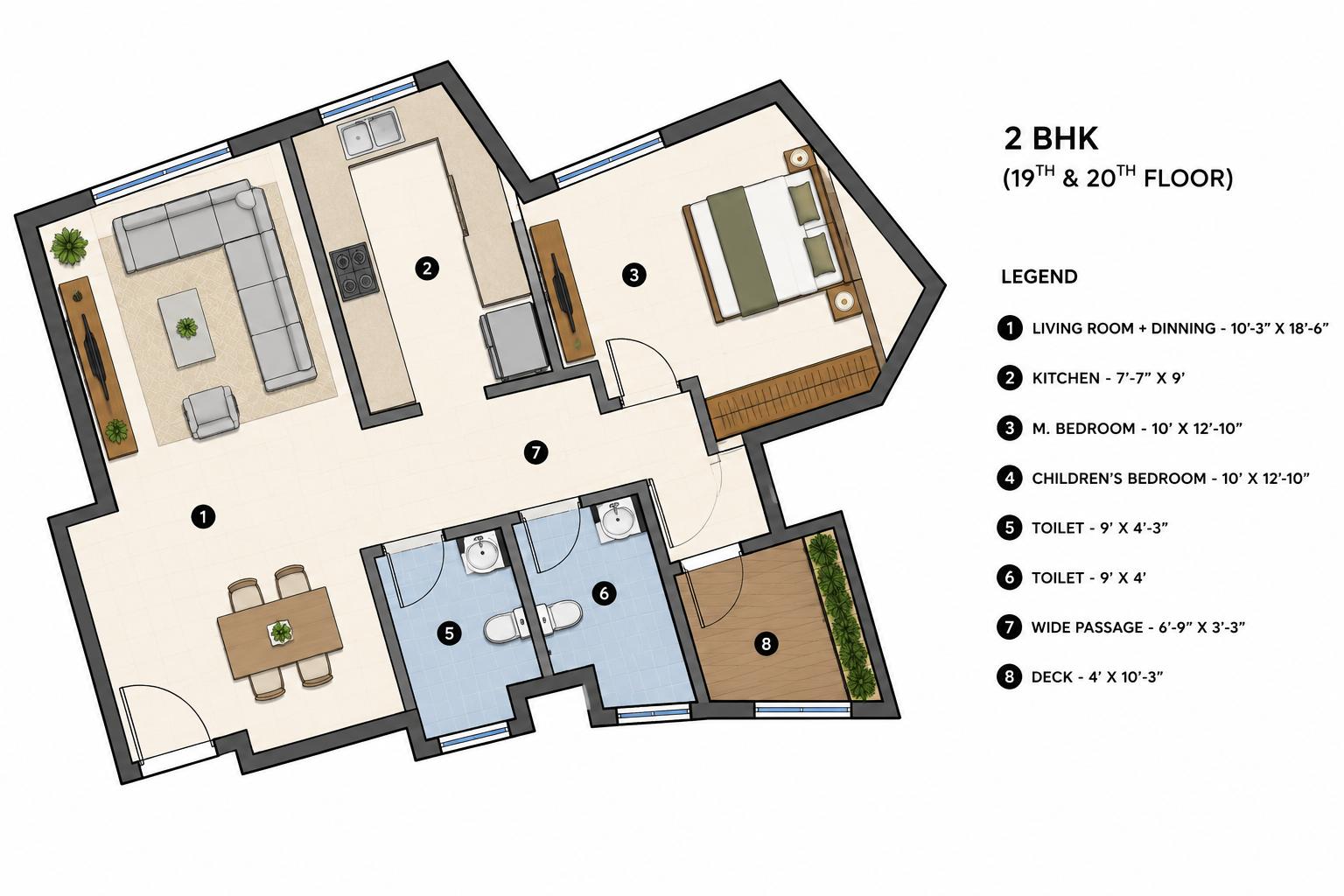 2BHK Premium floor plan