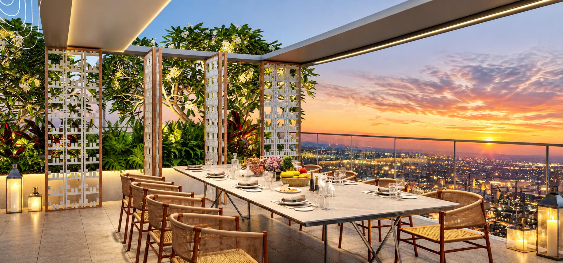 Rooftop terrace at K Raheja Amaltis, Sion