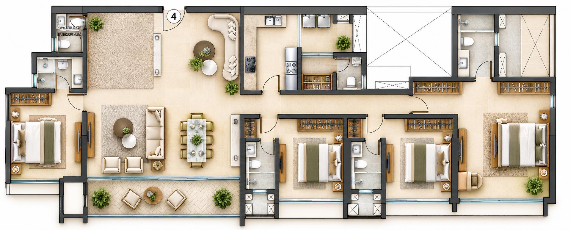 4BHK Premium floor plan