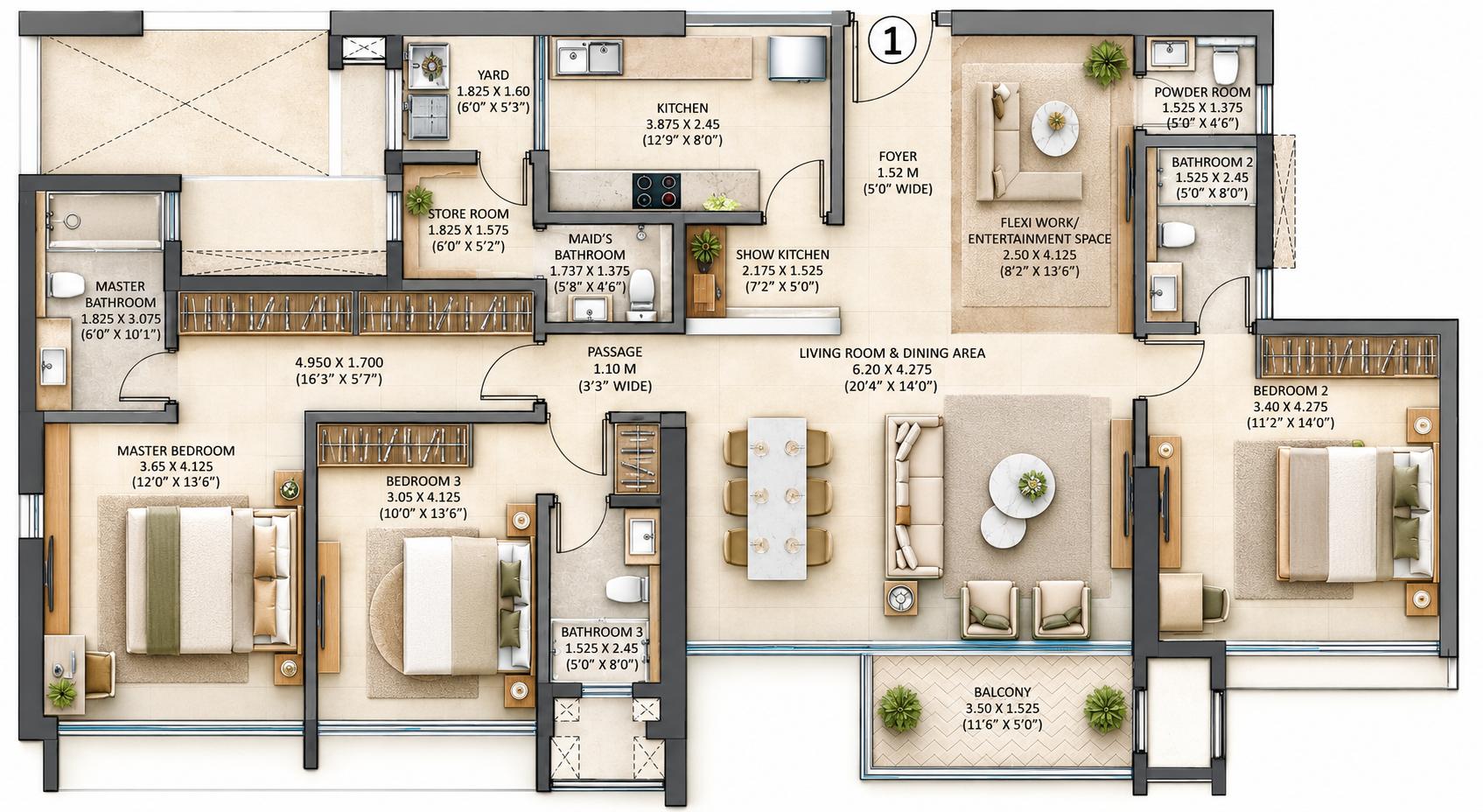 3.5BHK floor plan