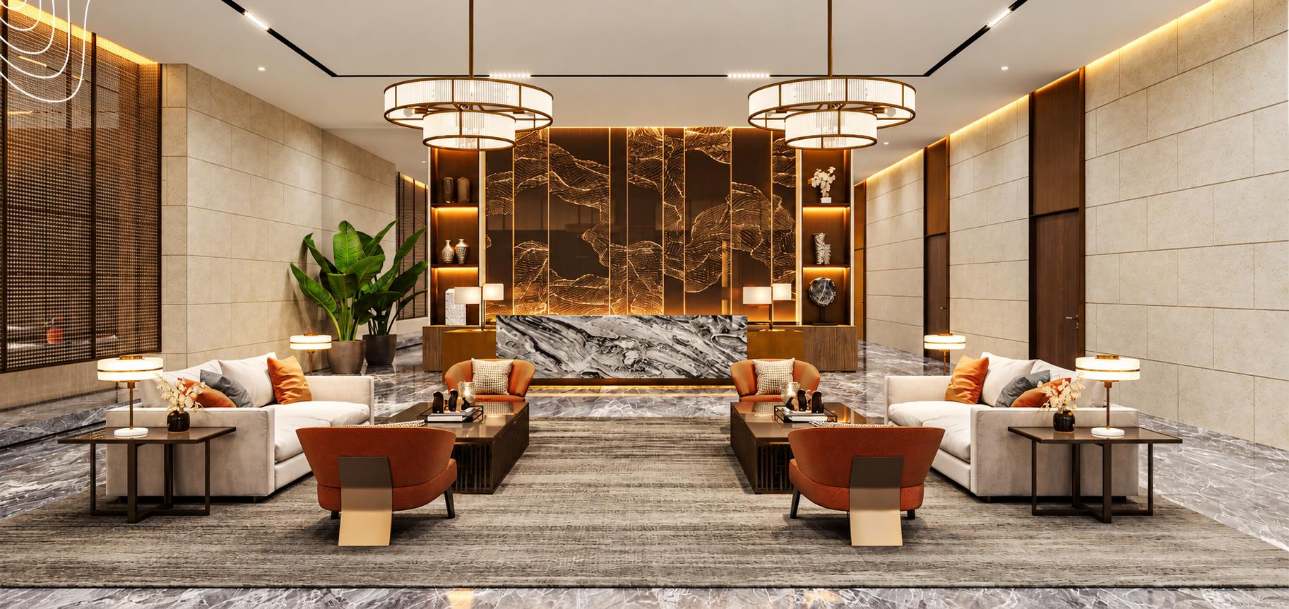 Grand entrance lobby at K Raheja Amaltis, Sion