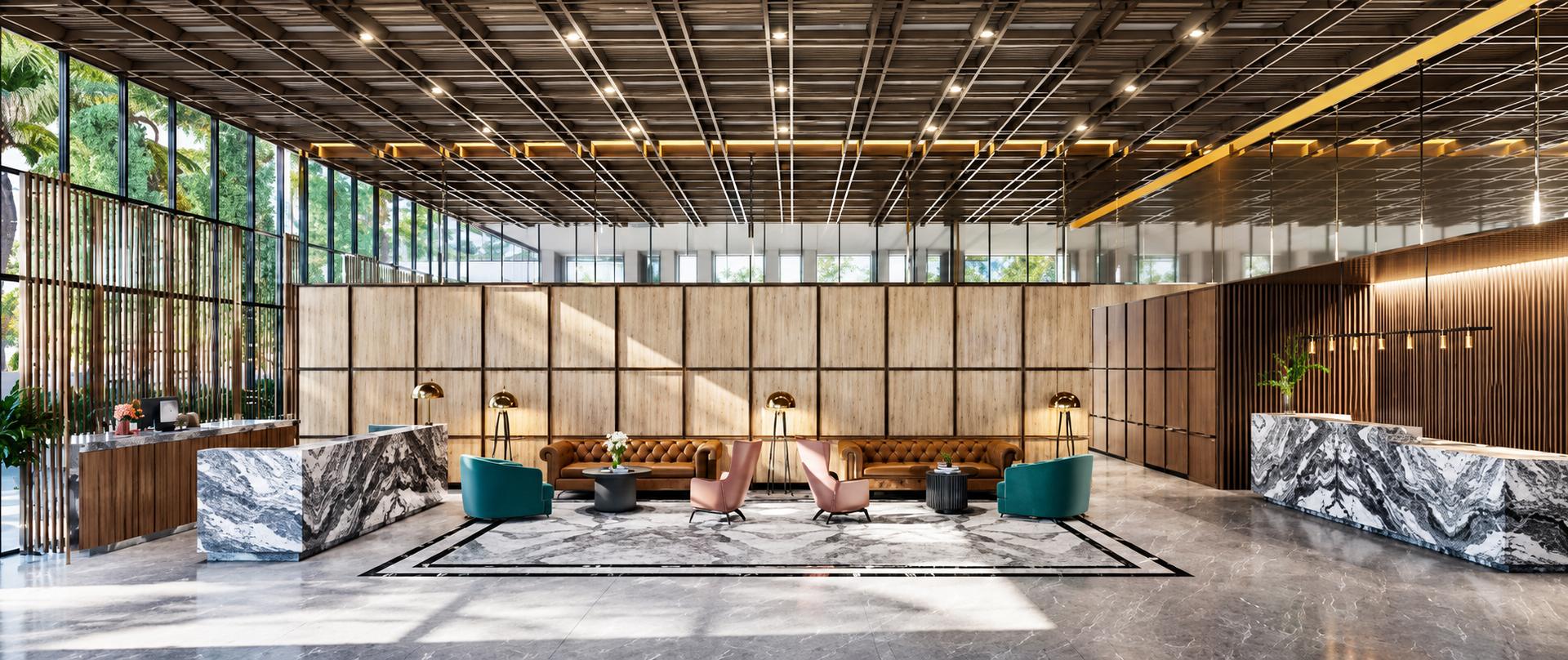 Grand entrance lobby at K Raheja Maestro, Vile Parle