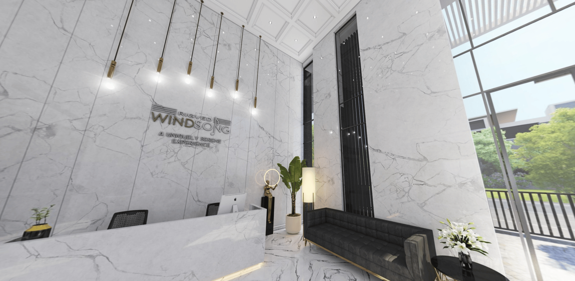 Grand entrance lobby at Rigved Windsong, Matunga East