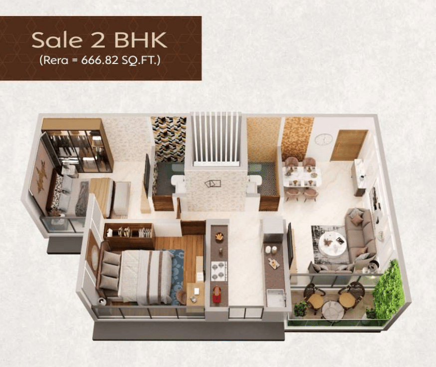 2BHK Type2 floor plan