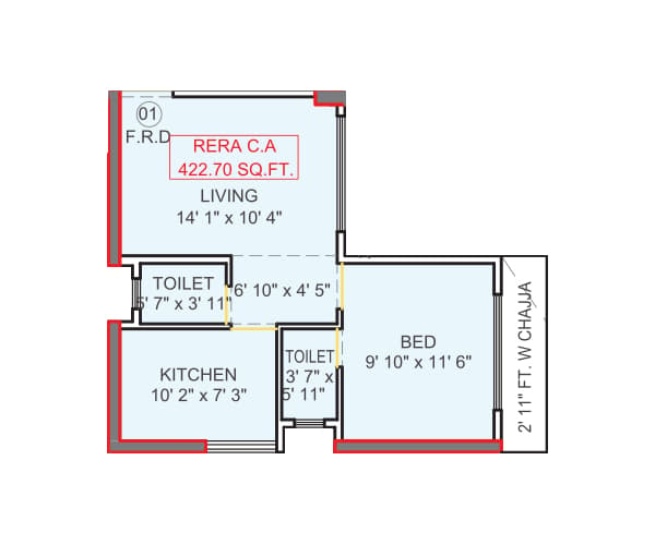 1BHK Type2 (Tower 2) floor plan