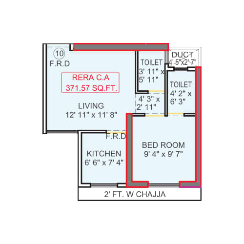 1BHK Type1 (Tower 2) floor plan