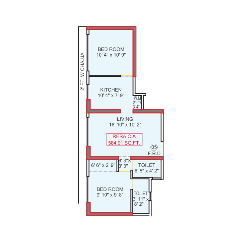 2BHK (Tower 2) floor plan