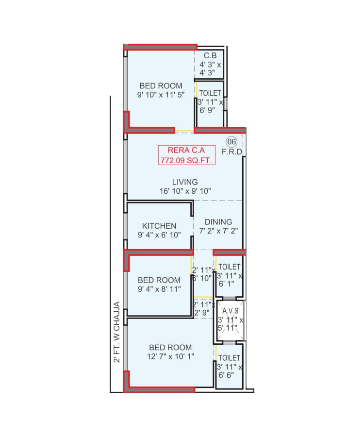 3BHK (Tower 2) floor plan