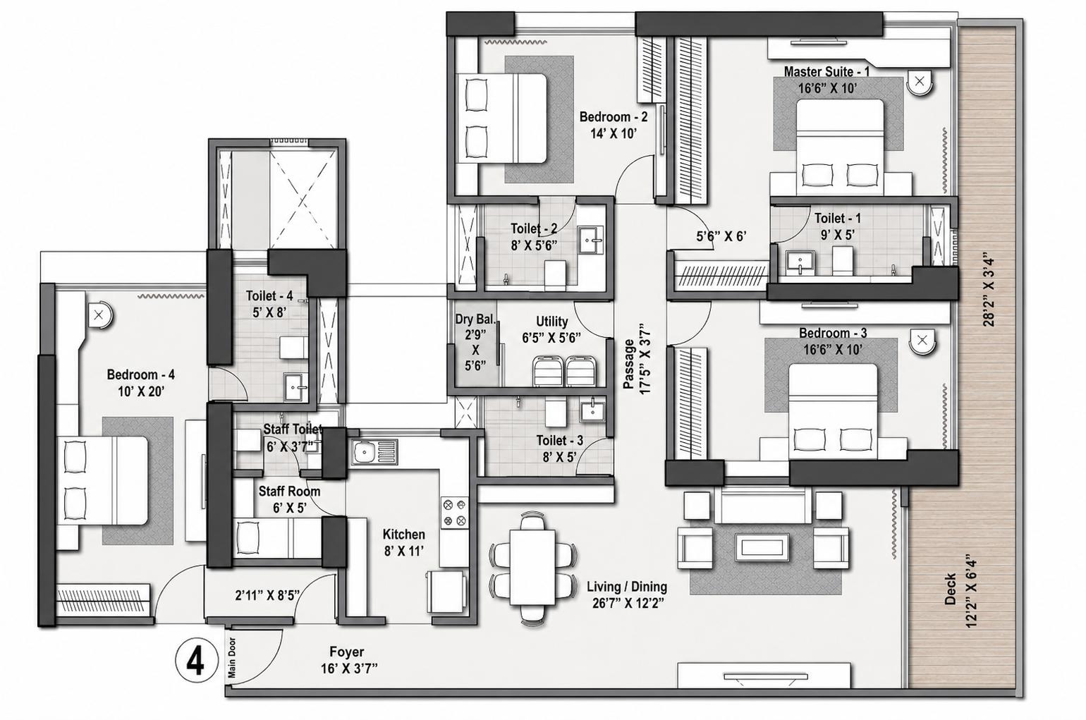 4BHK - Excelsior floor plan