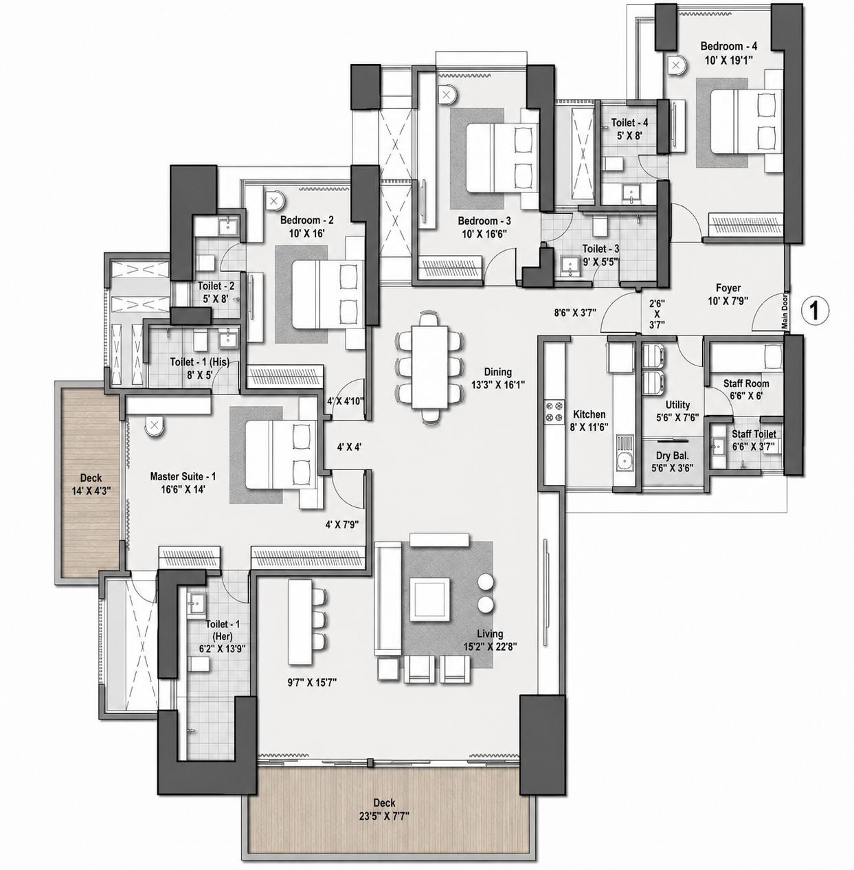 4BHK - Orlov floor plan