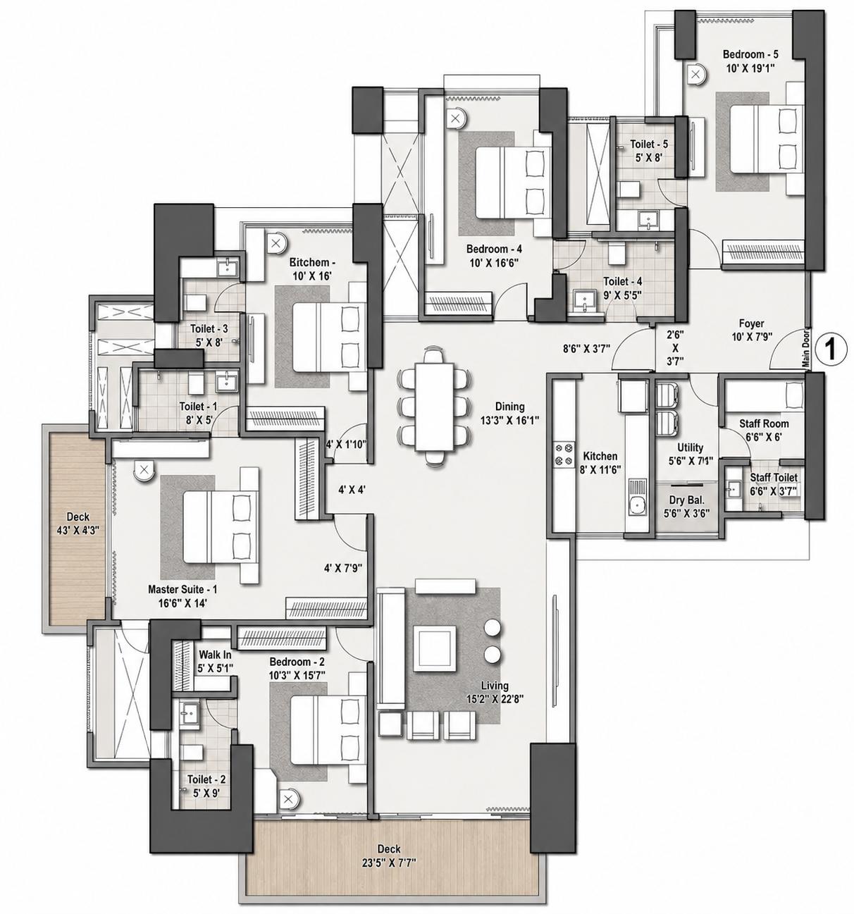 5BHK - Orlov floor plan