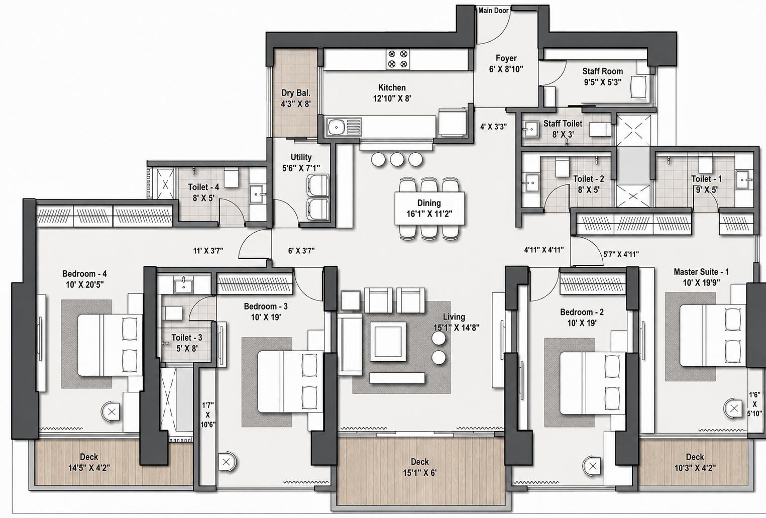 4BHK - Dresden floor plan