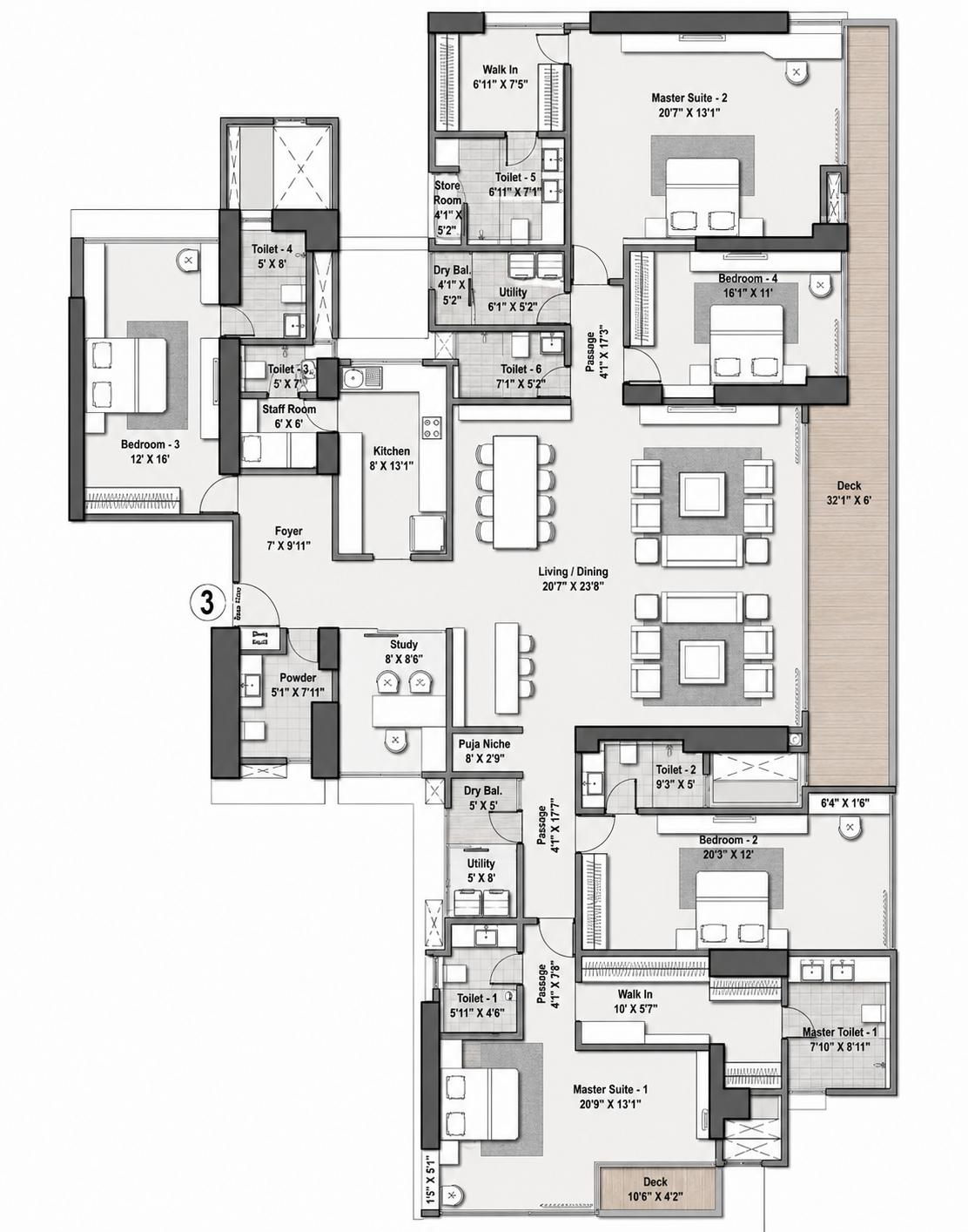 5BHK - Millennium Star floor plan