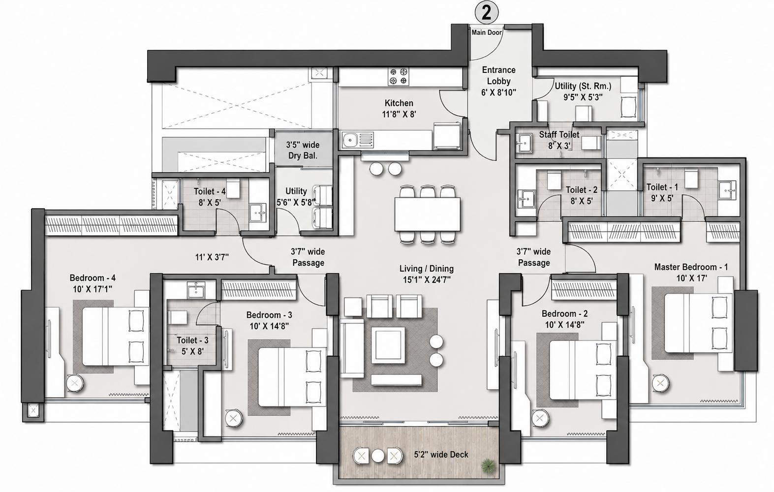 4BHK - Cullinan floor plan
