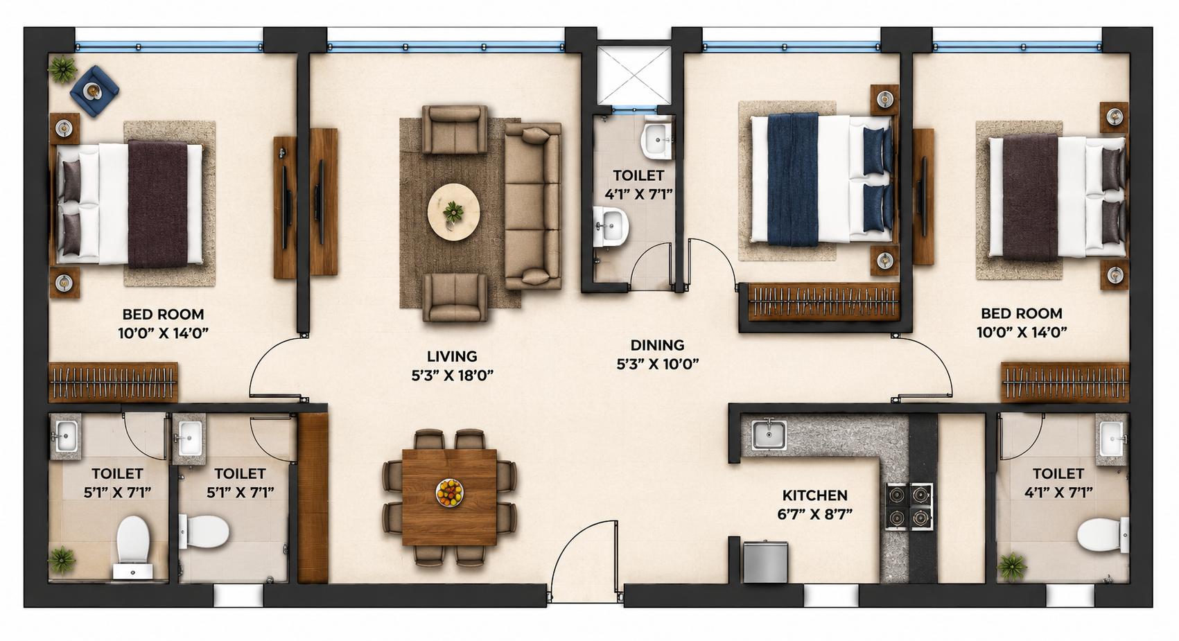 3BHK Premium floor plan
