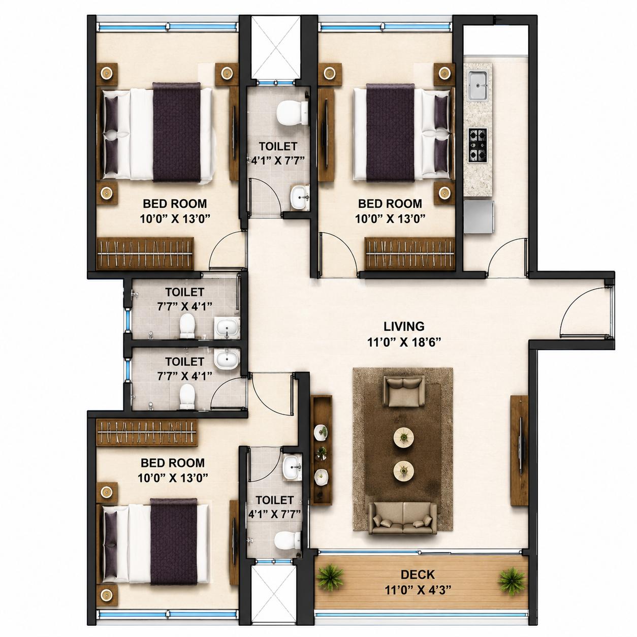 3BHK Luxury floor plan