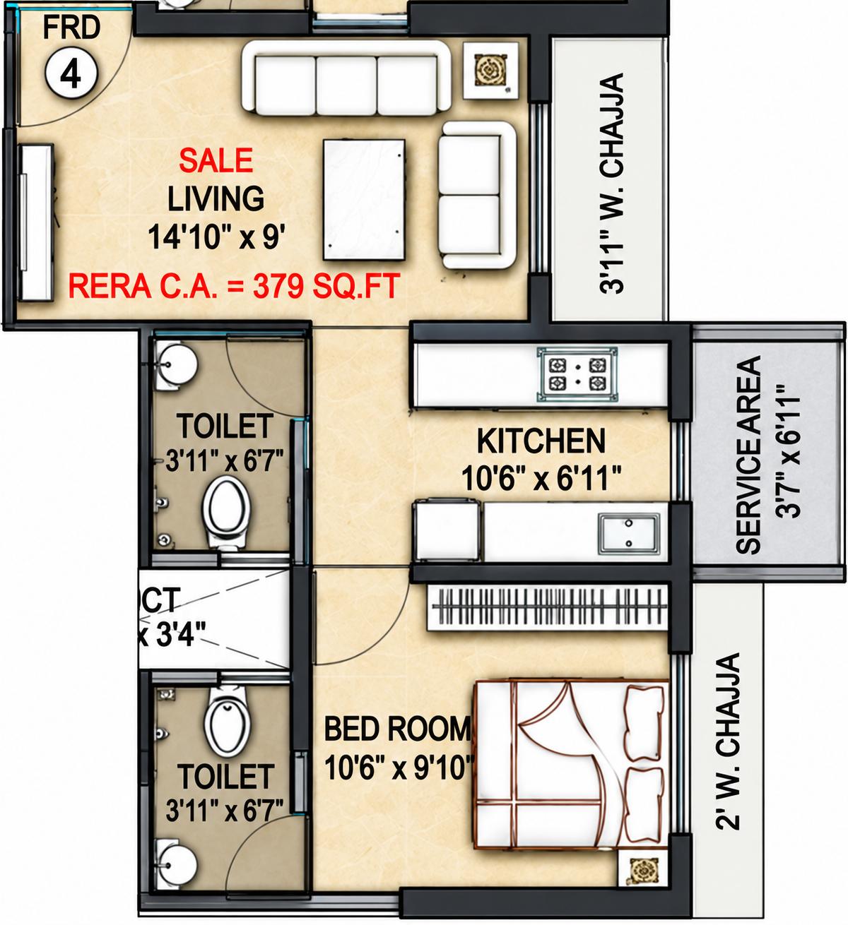 1BHK Elite floor plan