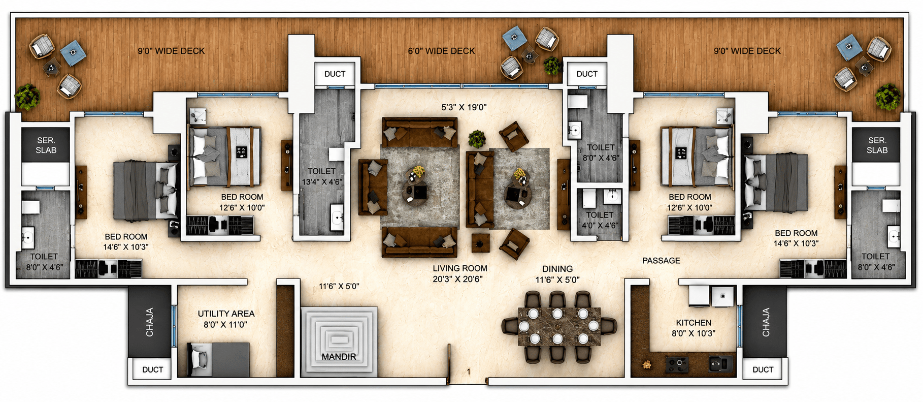 4BHK floor plan