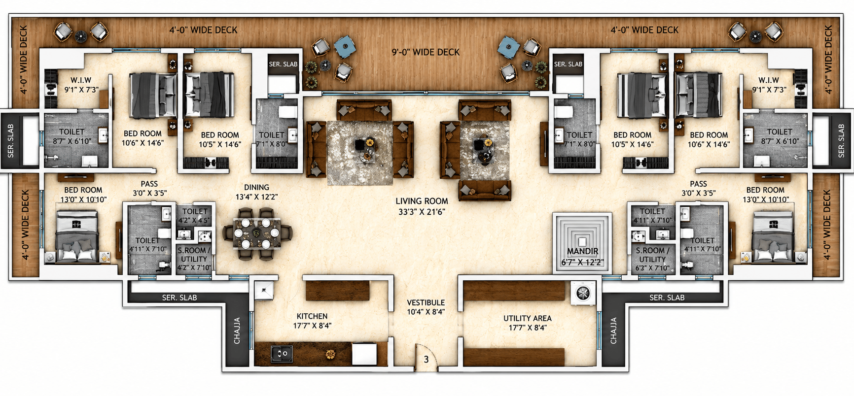 6BHK floor plan