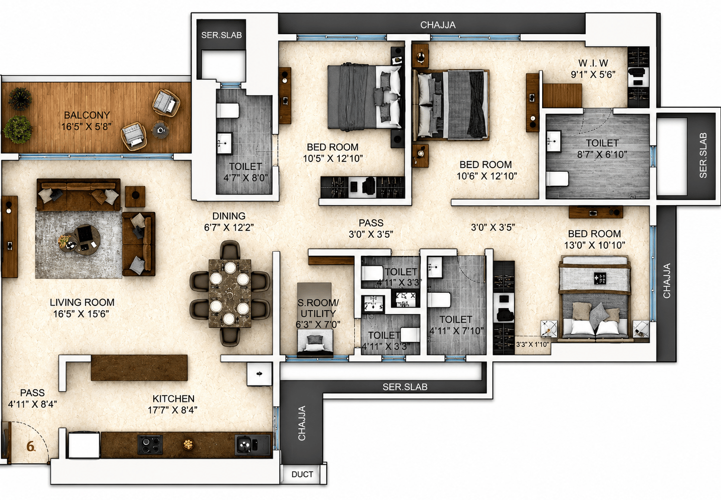 3.5BHK floor plan