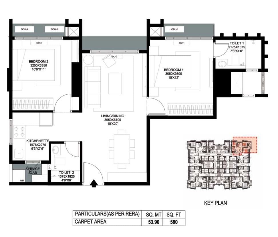 2 BHK Type2 floor plan