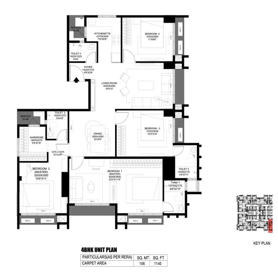 4 BHK floor plan