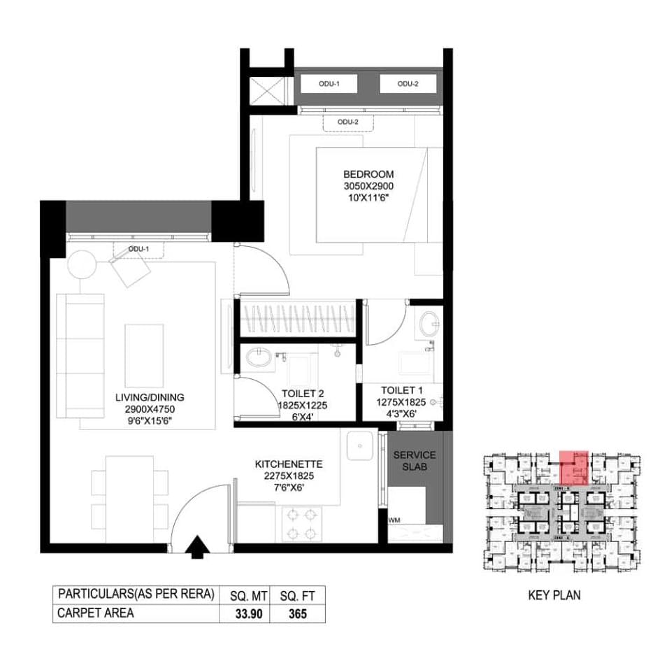 1 BHK floor plan