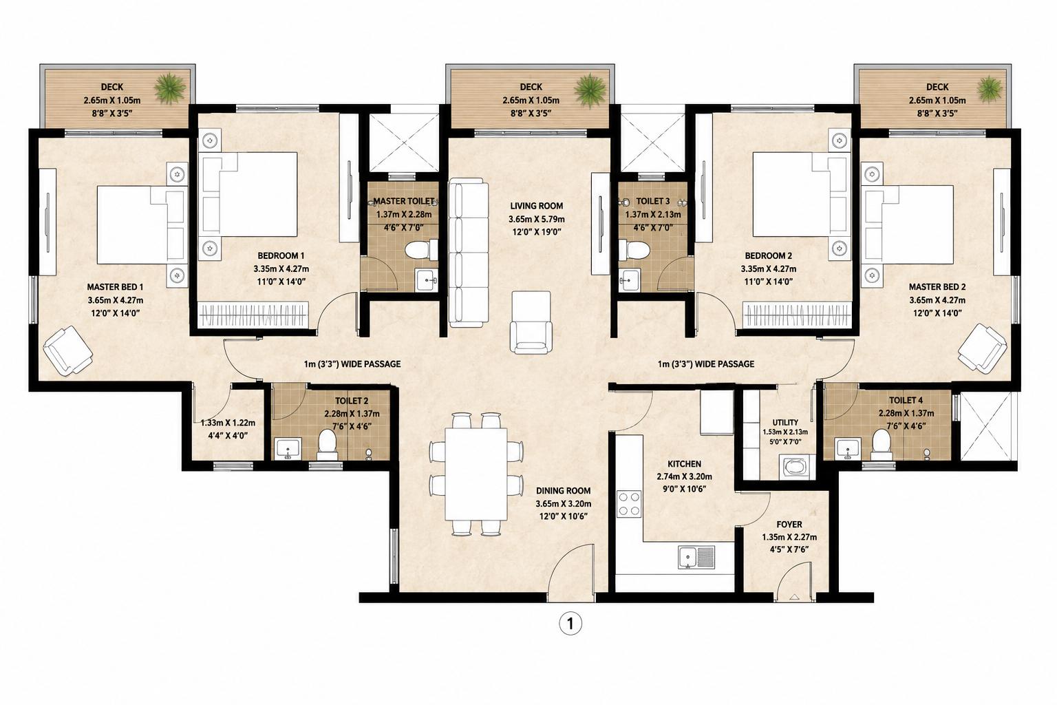 4BHK floor plan